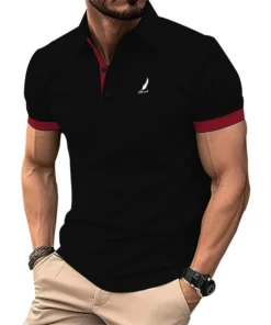 Men Fashion Summer Short Sleeve Sport Lapel Polo Shirt .