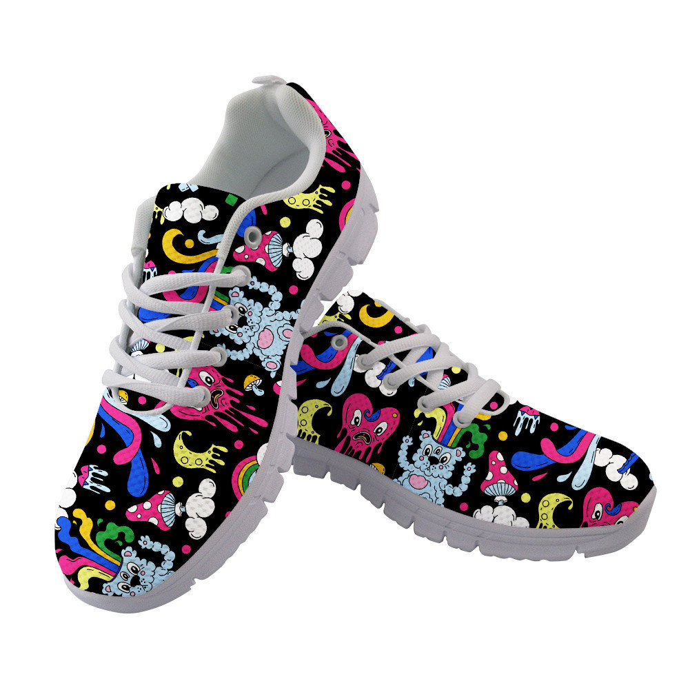 Pattern With Psychedelic Elements And Colorful Polka Dots Running Shoes Sport Sneakers